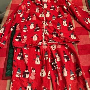 The Company Store Red Snowman Kids Pajama Set